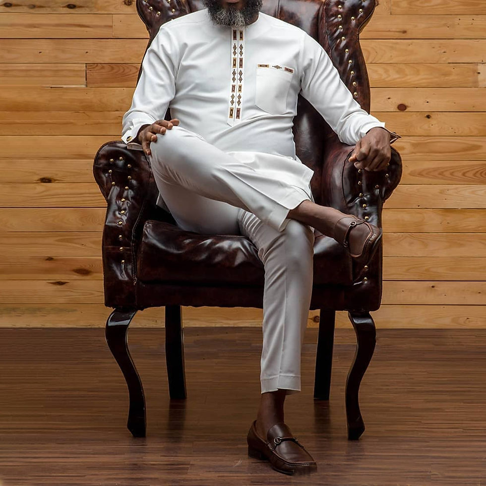 Miniaturebillede: African Men's Clothing Fashion Embroidered Top And Trousers 2 Piece Set Elegant