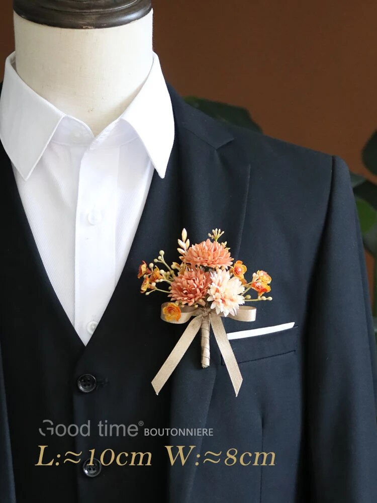 Miniatura: GT Silk Corsages Boutonnieres Wedding Decoration Marriage Rose Wrist Flowers fo