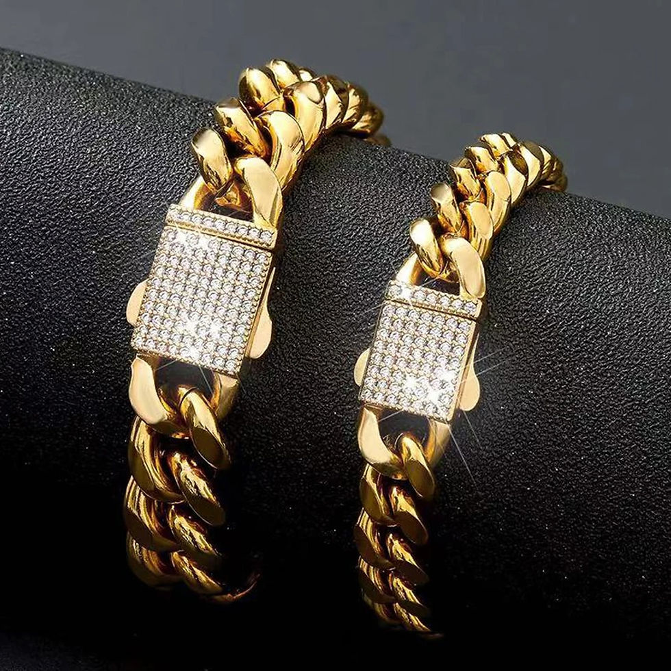 Thumbnail: Hip Hop Jewelry 6mm-14mm Any Length 316L Stainless Steel Crystal Buckle Fashion