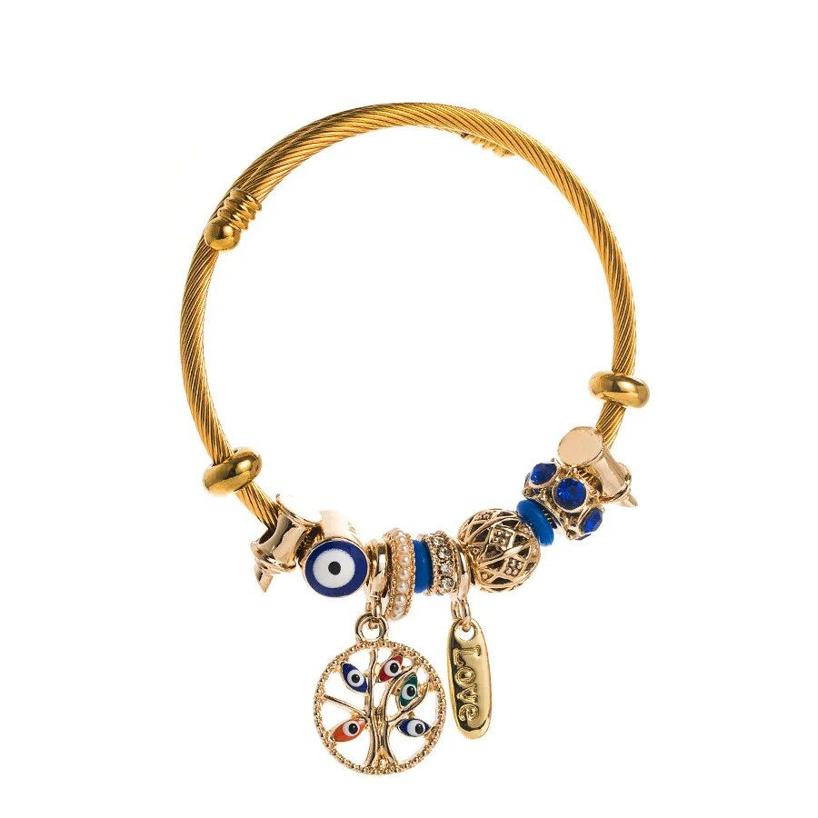 サムネイル： 316L Stainless Steel Bracelet Butterfly Love Heart Bracelet for Women Metal Wat