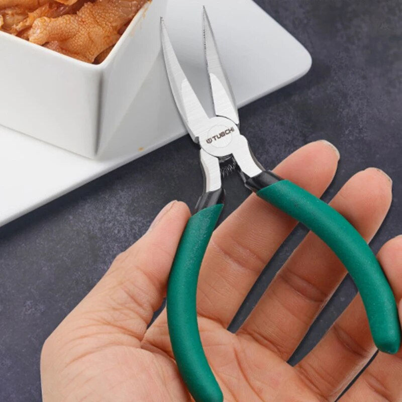 Miniatura: 1Pc Spring Loaded Chicken Bone Pliers 5 Inch Curved Nose Pliers Multifunction T