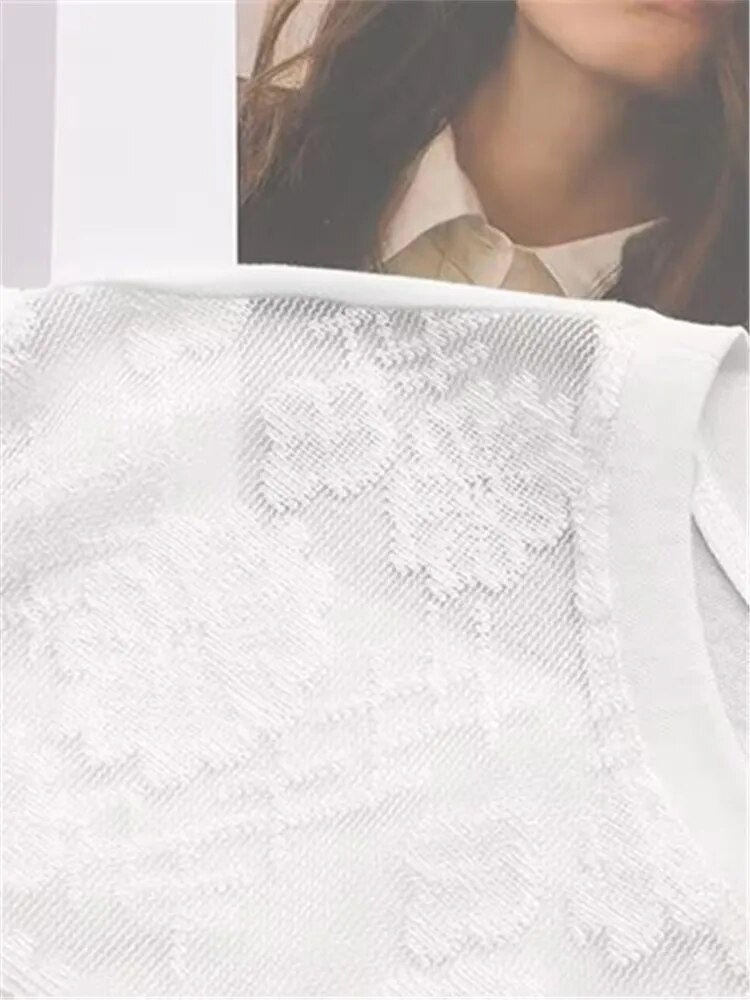 Thumbnail: Plus Size Women's Clothing Summer Thin Vest Lace-Panelled High-Stretch Crewneck