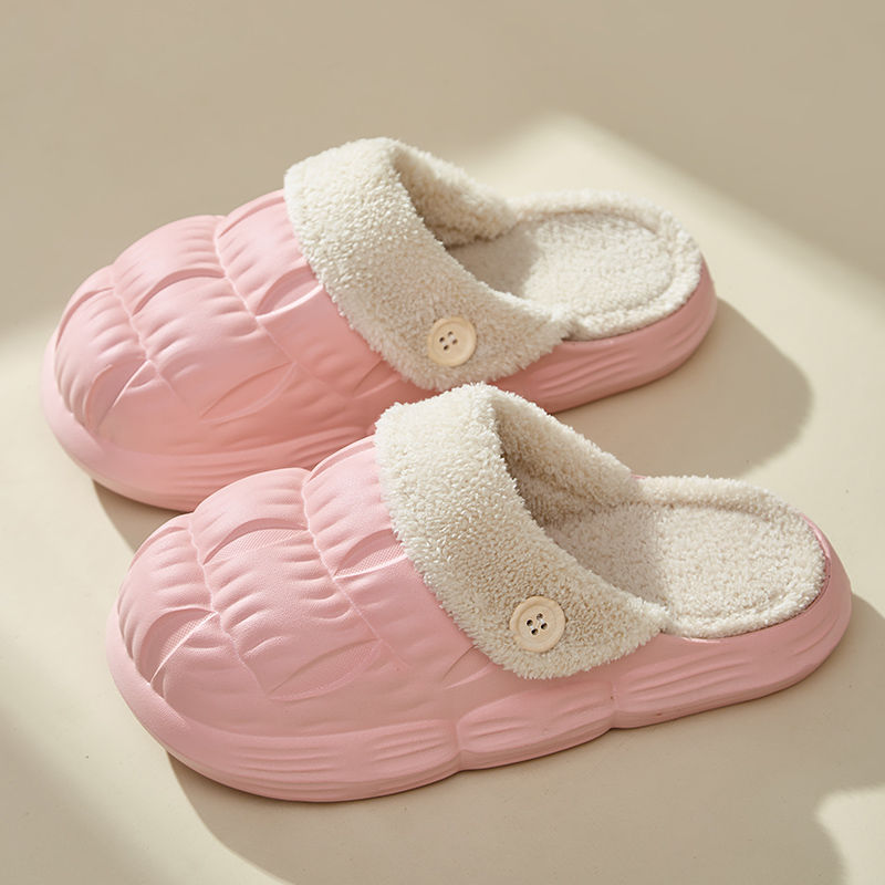 Thumbnail: Removable Fluffy Shoes Warm Fuzzy Slippers Waterproof Non-Slip Indoor House Sho