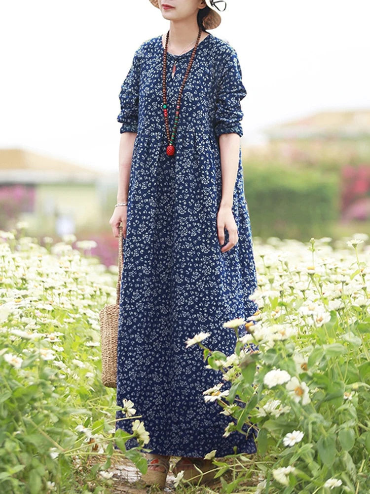Miniatura: Vintage Women's Printed Dress 2023 ZANZEA Spring Sundress Casual Long Sleeve Ma