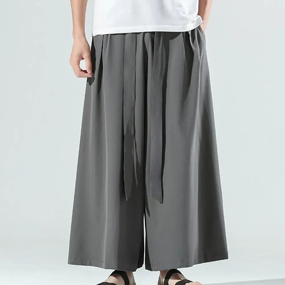 Sličica: Men Pants Solid Color Chinese Style Flare Pants Men Wide Leg Hip Hop Loose Over