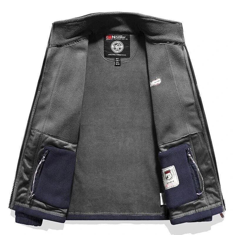 Thumbnail: New Men Fleece Jacket Pockets Thicken Polar Jackets Cold-Proof Overcoat Plus Si