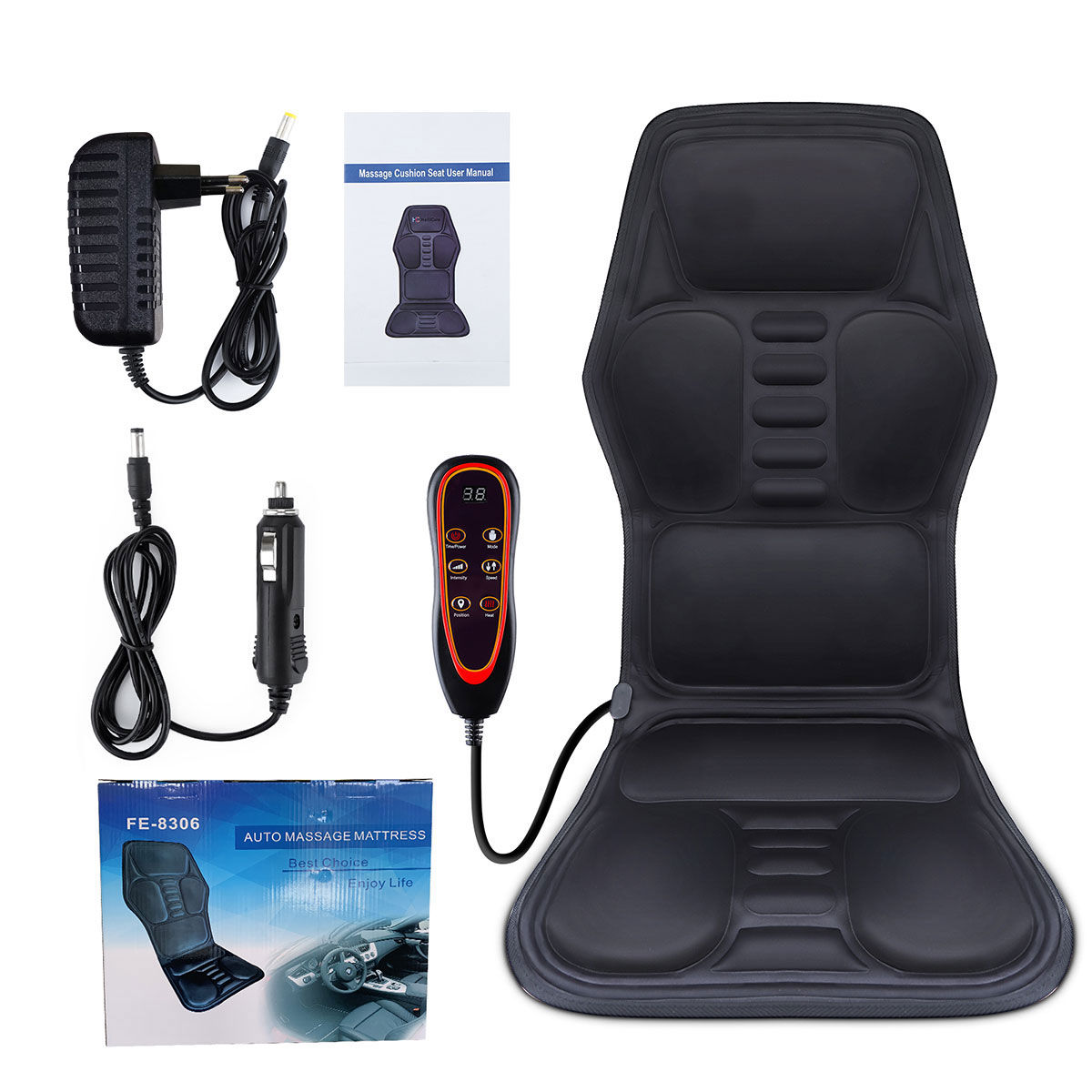 Heating Full Body Massager Cushion Shiatsu Electric Back and Neck Masssage Shou