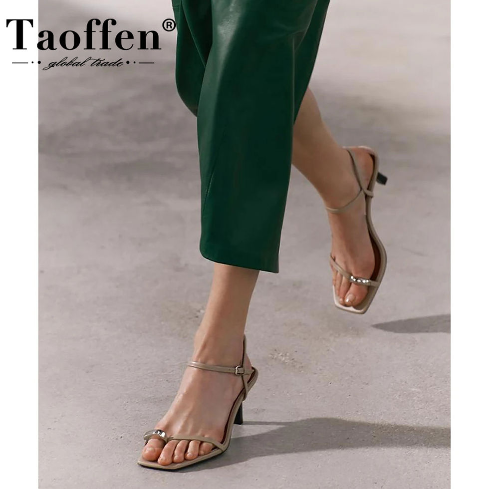 Thumbnail: Taoffen Fashion Thin Heels Women's Sandals Handmade Open Toe Square Toe Modern 