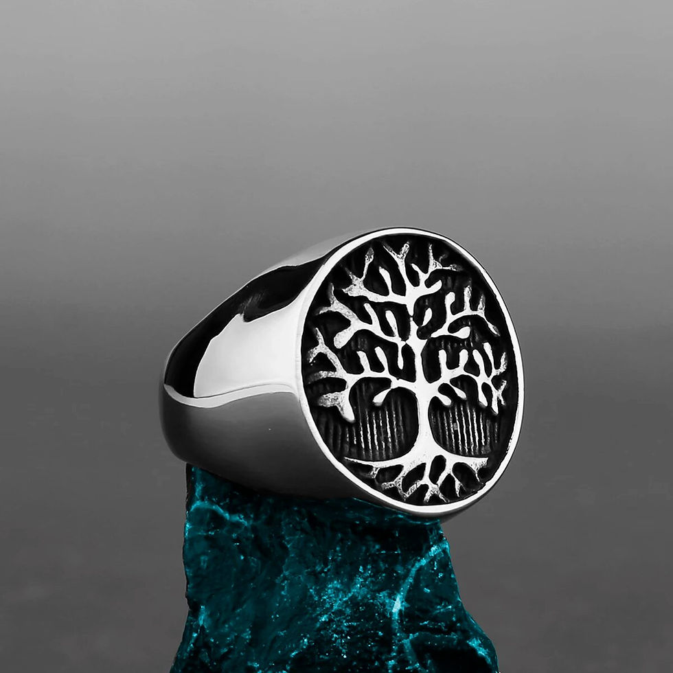 Thumbnail: Nordic Viking Stainless Steel Ring Anchor Compass Tree of Life Viking Rune Wolf