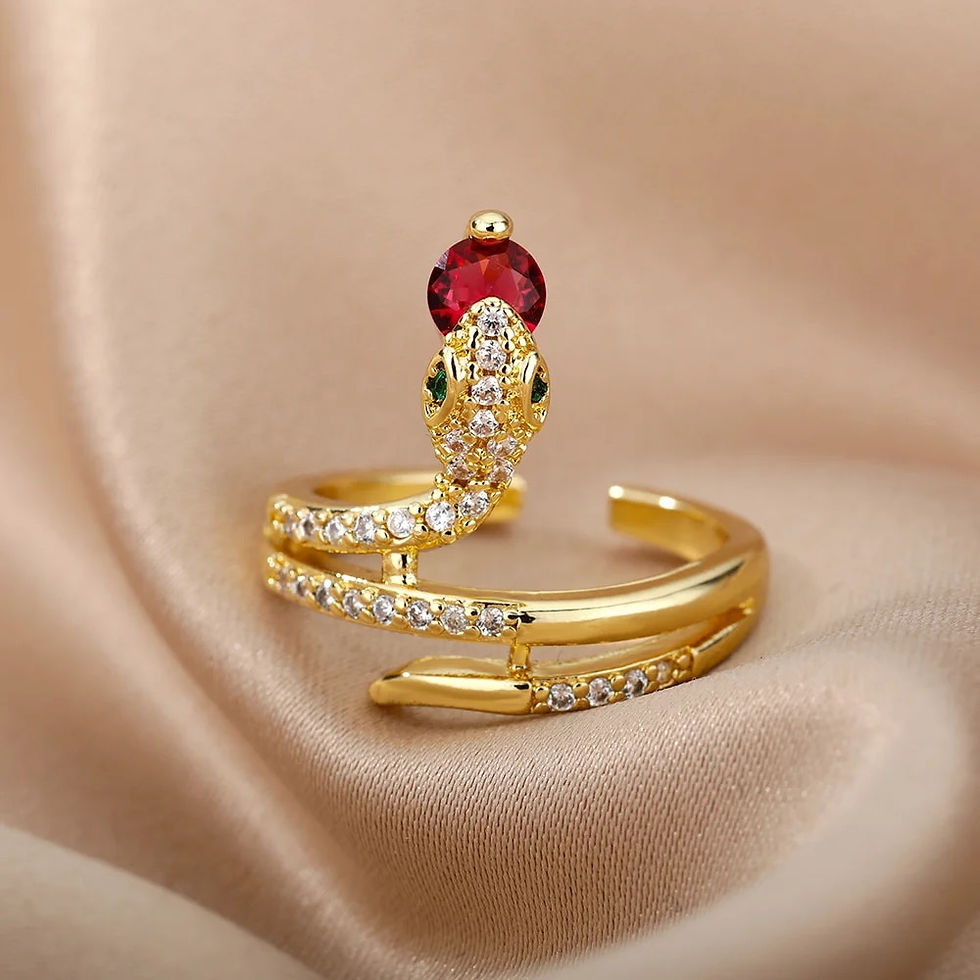 섬네일: Stainless Steel Snake Rings For Women Men Gold Plated Open Adjustable Zircon Ri