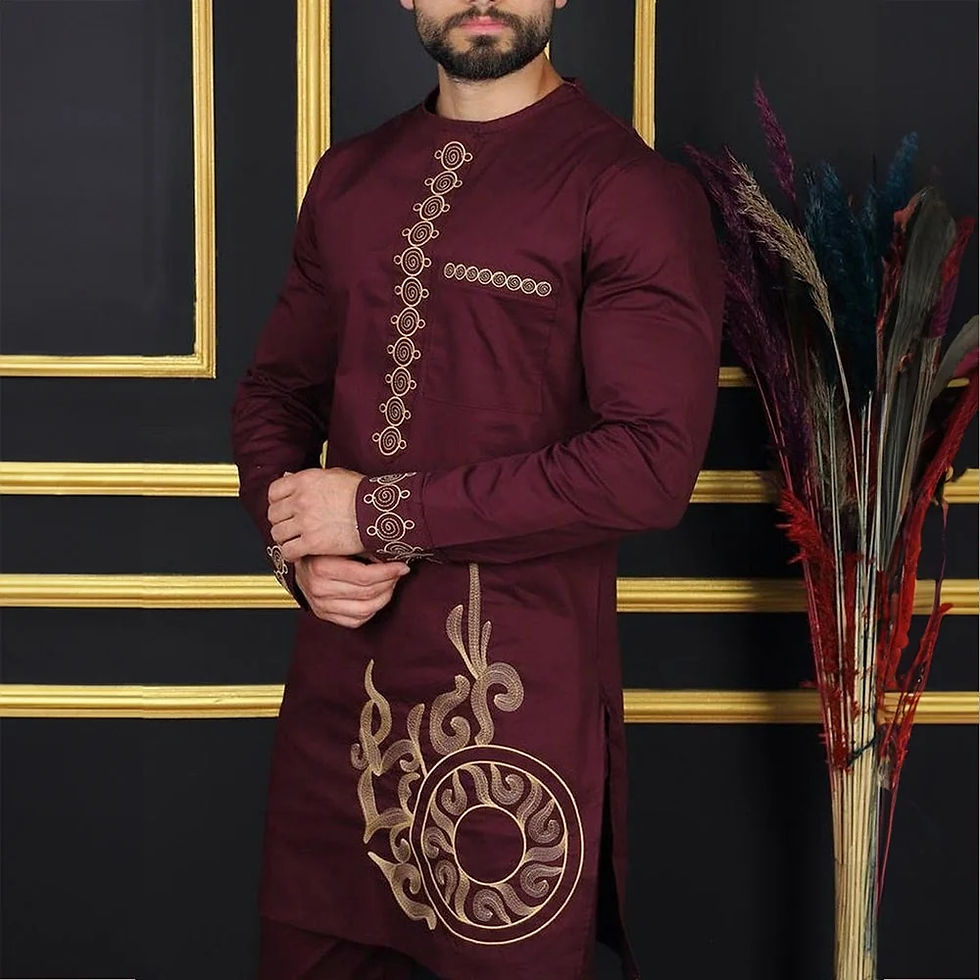 Miniaturbild: New In Dashiki 2 Pieces Sets Abaya Men's Clothing Shirt Pant Set Long Sleeve El
