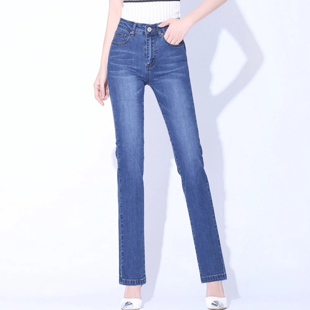 Womens Skinny Thin Denim Jeans For Summer Straight Slimming Fit Pencil Feet Str