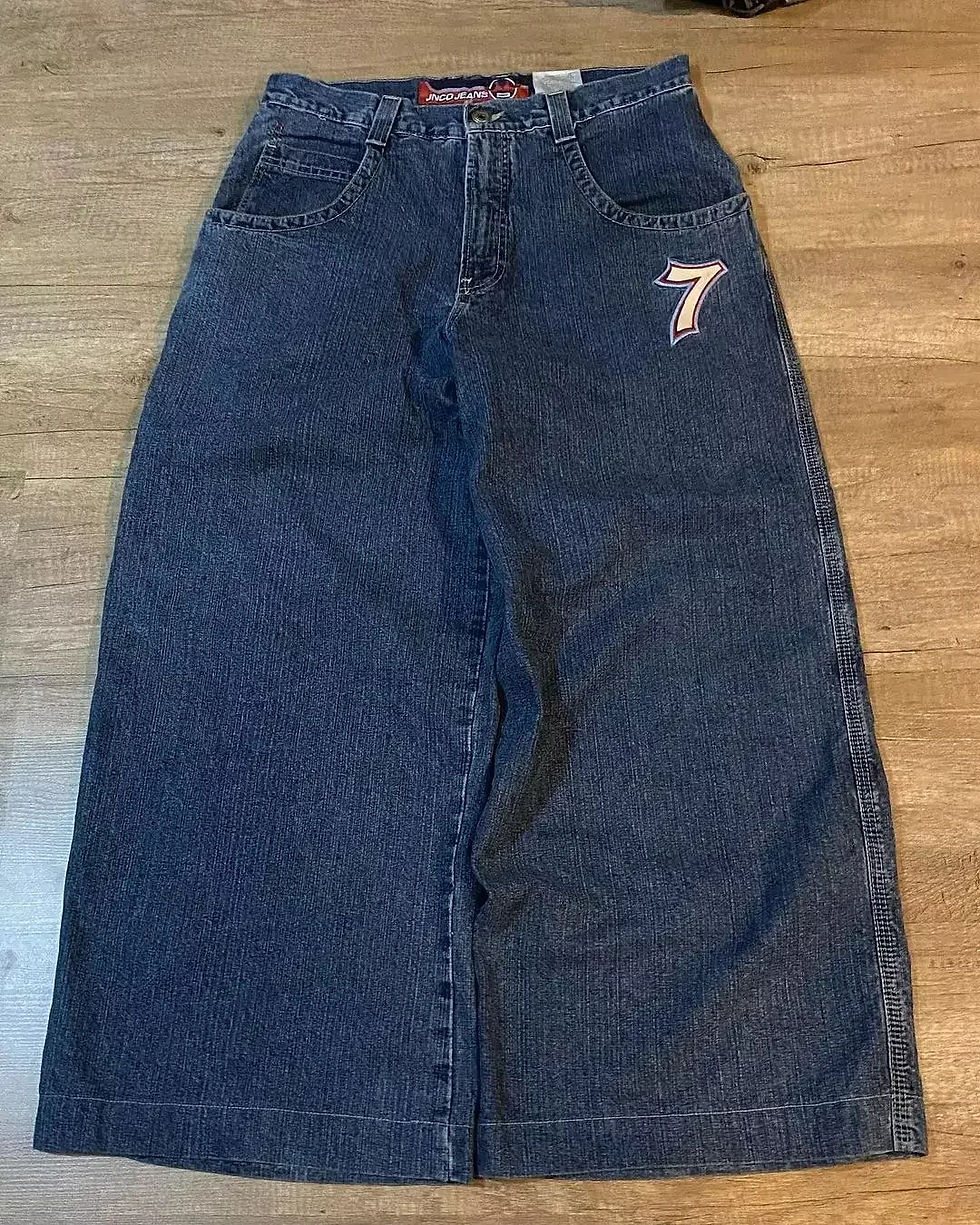 Thumbnail: Jnco Baggy Jeans Hip Hop Rock Embroidery Pattern Men Women 2023 New Fashion Str