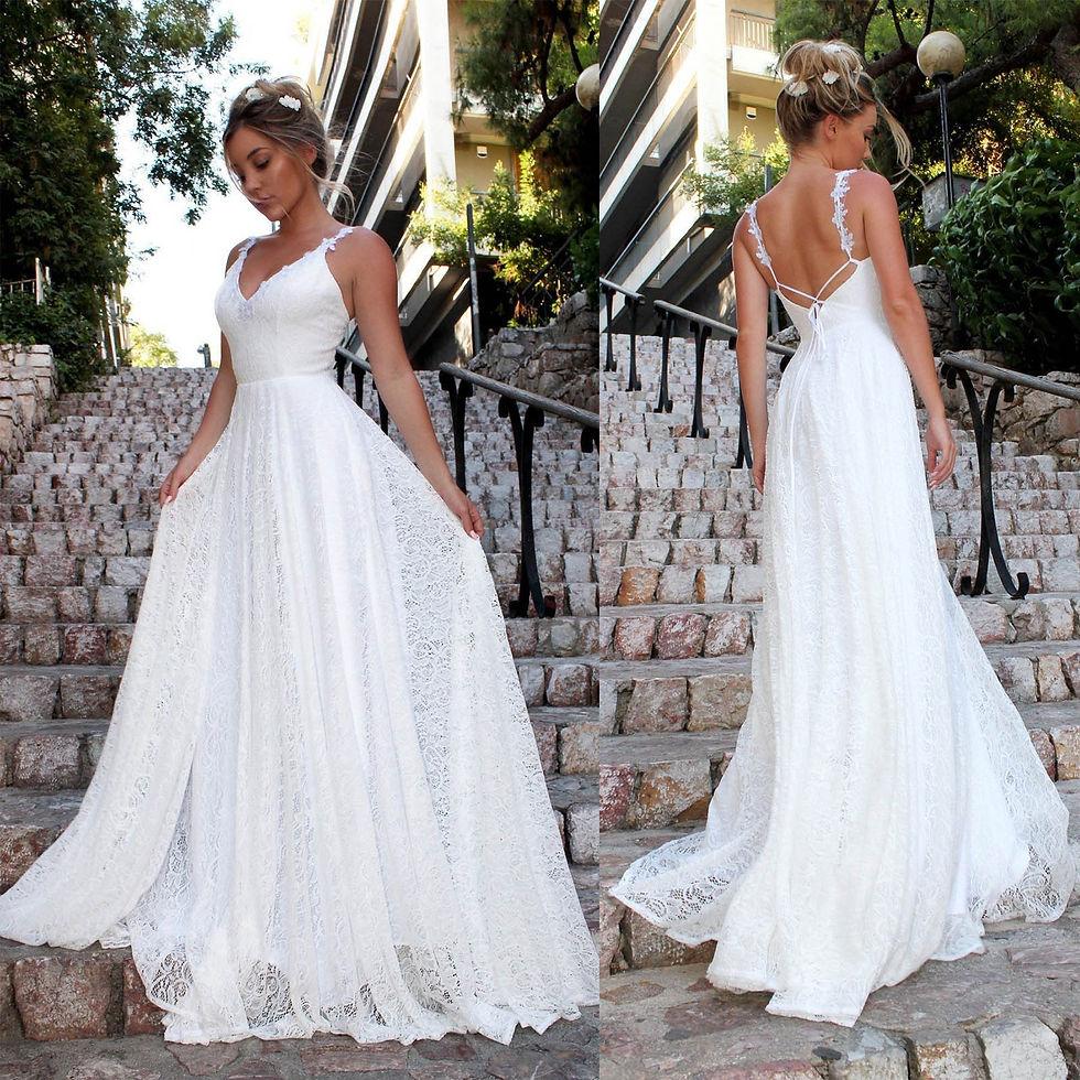 ภาพขนาดย่อ: Sexy Sleeveless White Lace Dresses Women Spaghetti Strap Bohemian Beach Dresses