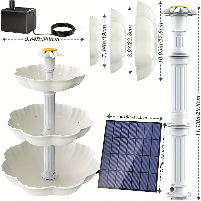 Thumbnail: Solar Bird Bath Water Fountain Detachable DIY Water Landscaping Fountain For Bi