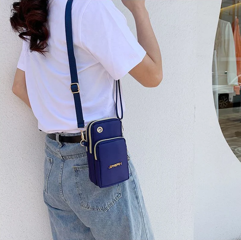 Thumbnail: New Arrival Crossbody Phone Purse Bags For Women Solid Color Waterproof Nylon S