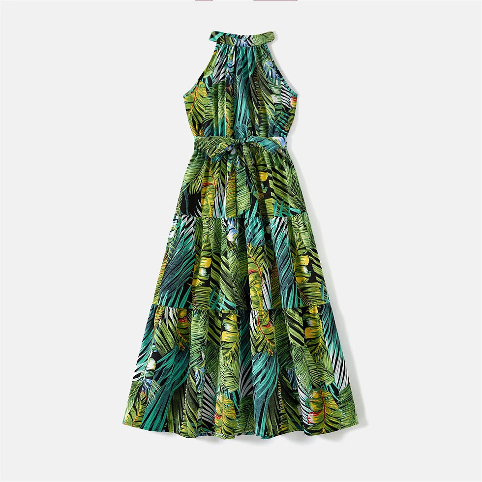 Thumbnail: PatPat Family Matching Outfits 95% Cotton Allover Tropical Plant Print Halter M