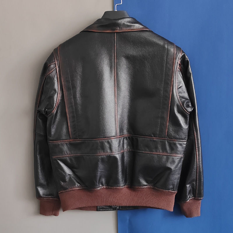 Thumbnail: Men's Genuine Leather Jacket Man High Quality Vintage Cowhide A2 Air Force Flig