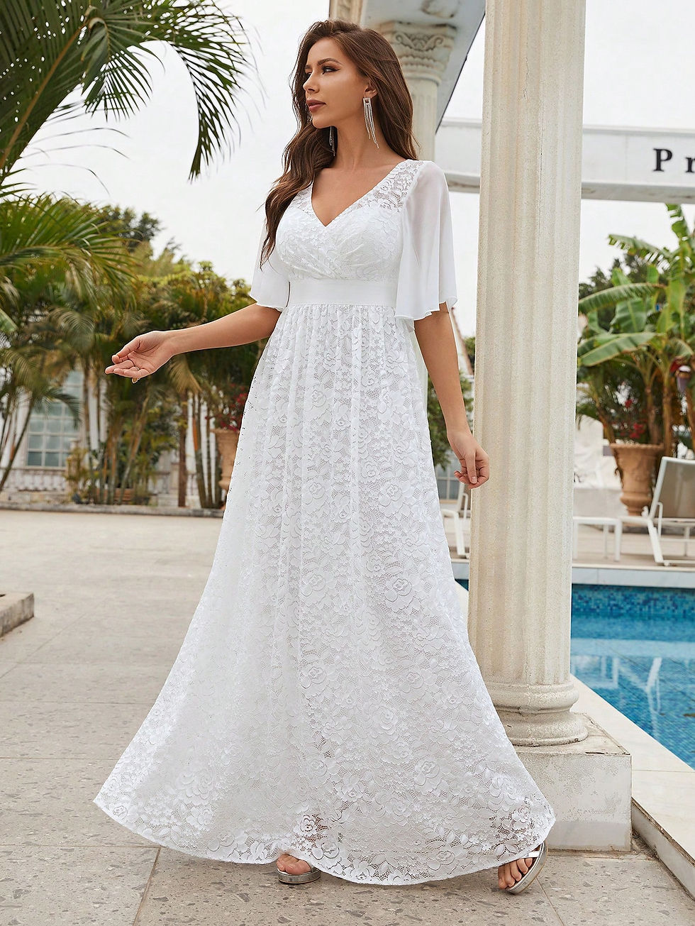 Thumbnail: Butterfly Sleeve Lace Wedding Dress