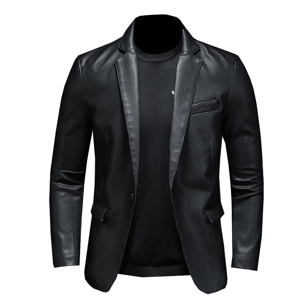 2023 New Suit Oversized Leather Jacket Business Fashion Men's Vegan Jacket Men'