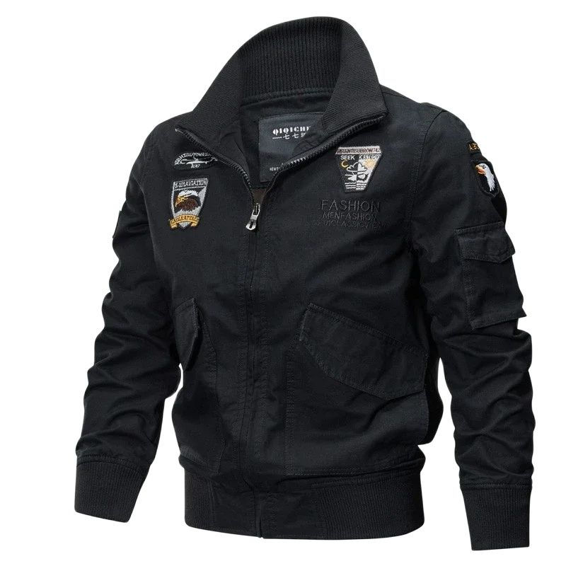 Motorcycle Tactics Jacket Men Autumn Spring Bomber Cotton Coat Embroidery Airpl
