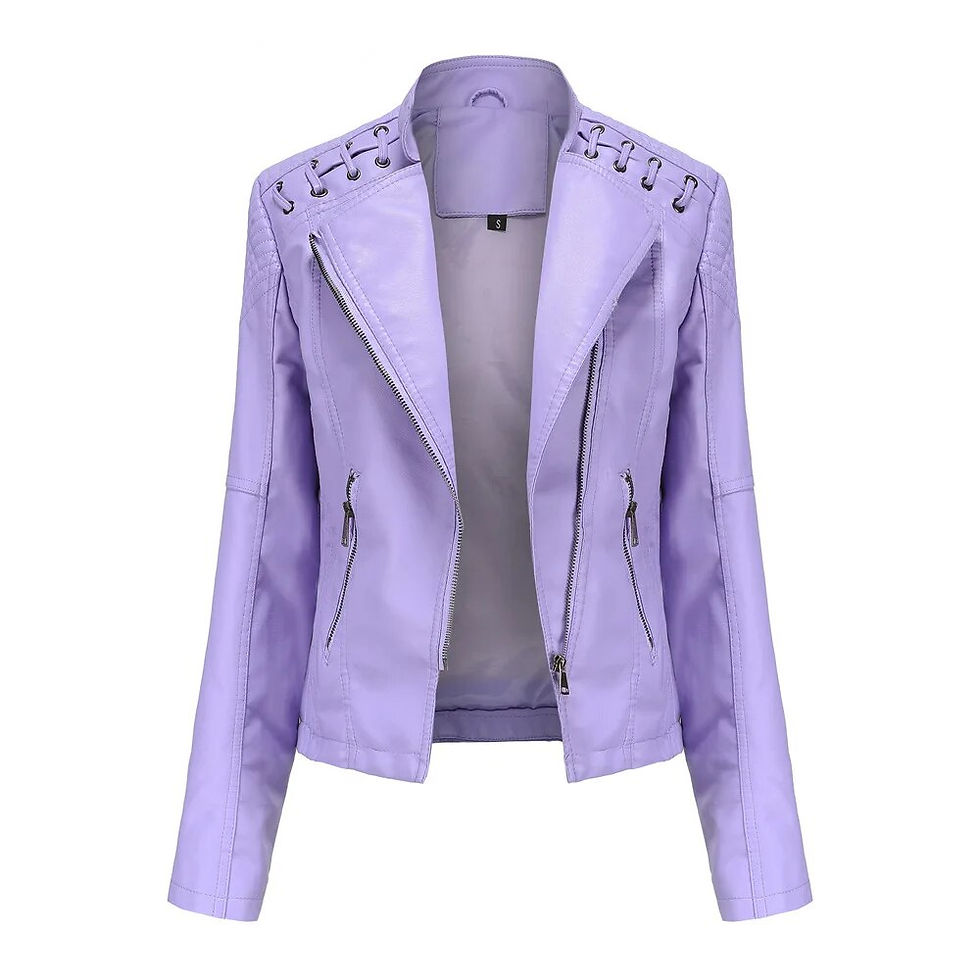 Miniatura: Spring Autumn Leather Jacket Women Slim Fit Motor Biker PU Leather Short Coat S