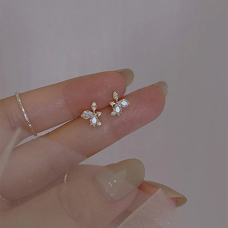 Thumbnail: 925 Silver Needle Zircon Earrings Hypoallergenic Fashion Ear Studs Female Penda