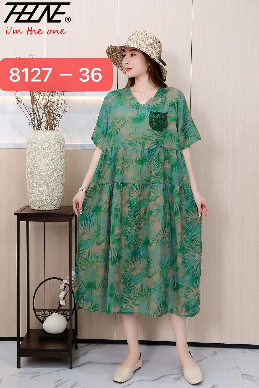 Thumbnail: Women Dress Summer 2024 Print Indian Loose Clothing Cotton Linen New in Dresses