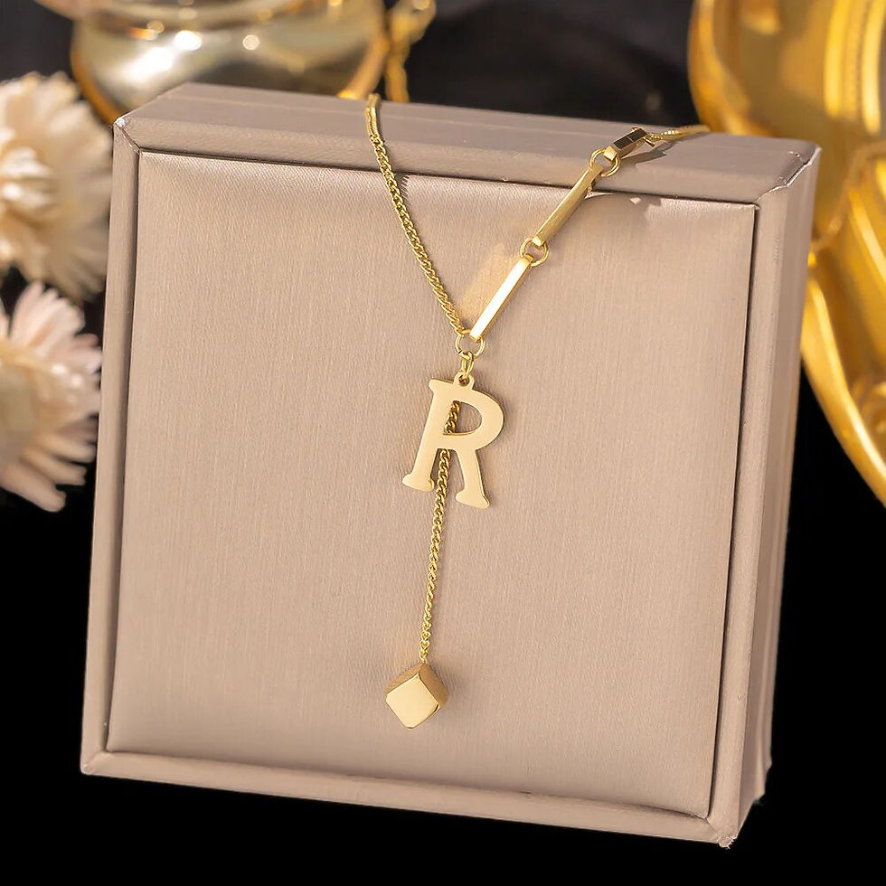 Miniatura: Stainless Steel Initial Letter Necklace For Women Gold Color 26 Alphabet Pendan