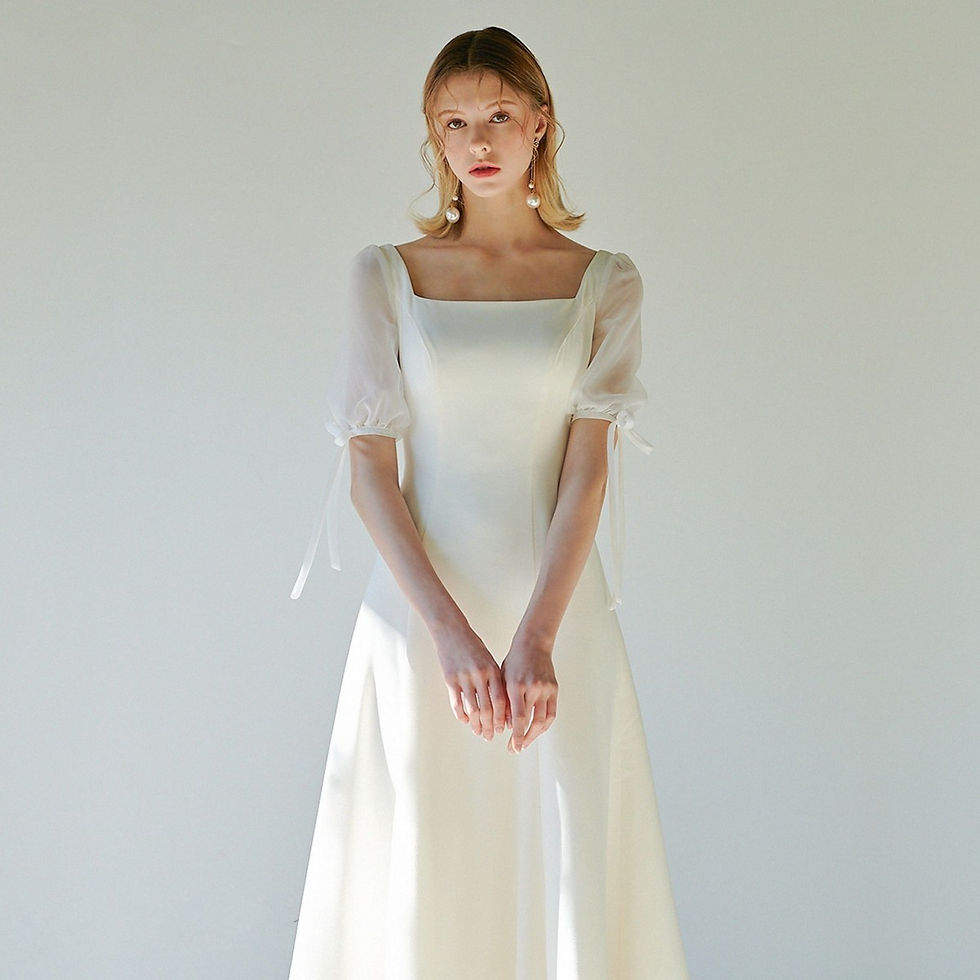 Thumbnail: A-line Satin Wedding Dress V-Neck Sheer Back Short-Sleeve Plus Size For Women P