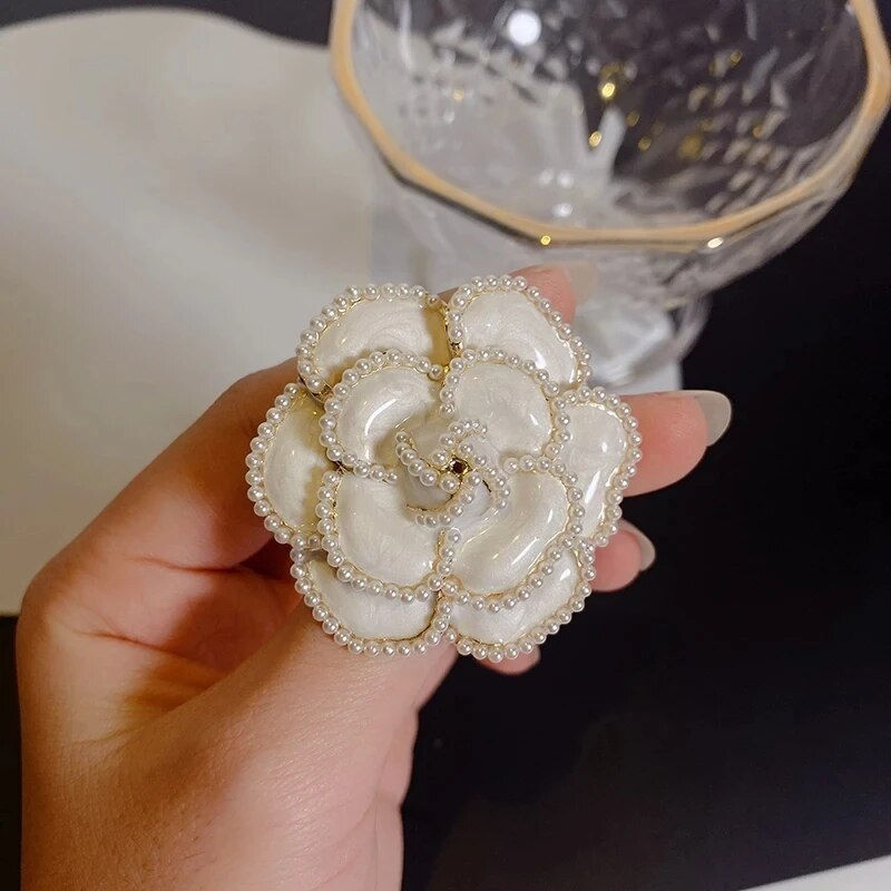Thumbnail: Fashion Pearl Maple Leaf Rhinestone Brooches For Women Elegant Metal Fixed Clot