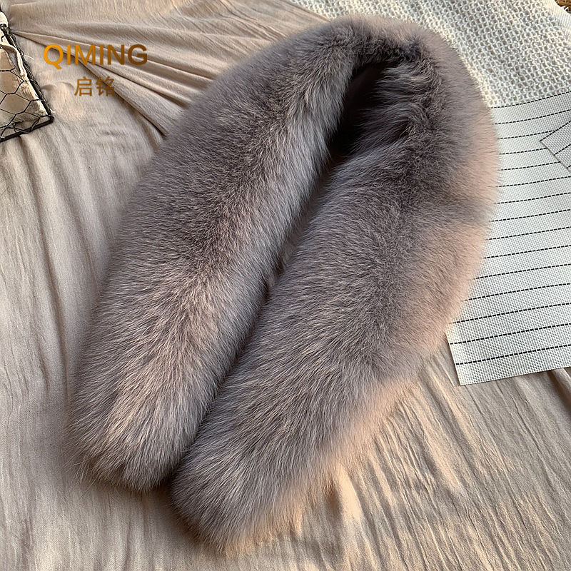 Thumbnail: Winter Real Fox Fur Collar Woman Black Natural Fur Scarf Shawl For Women Collar