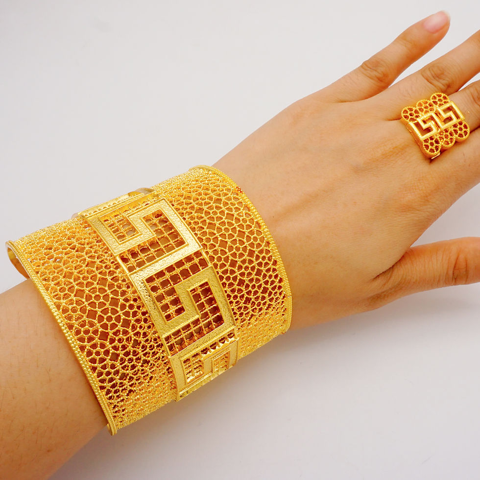 Miniaturbild: New Arrival Luxury Dubai Wide Bangle For Women Gold Color African Bracelets&Ban