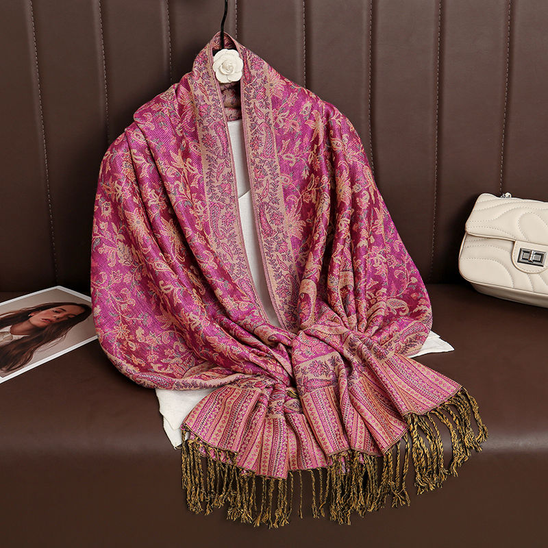 Thumbnail: Luxury Brand Autumn Cashmere Pashmina Shawl Lady Wrap Warm Winter Scarves Desig