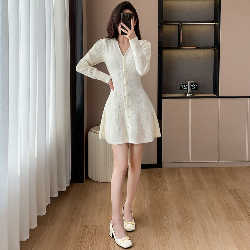 Thumbnail: Casual New Year Christmas Shirt Waist-tight Temperament Dress