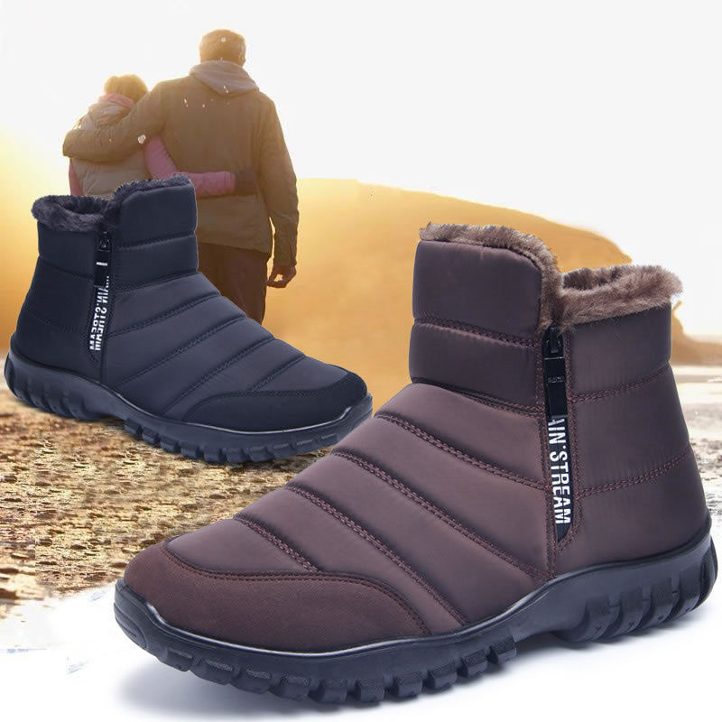 Thumbnail: Winter Boots For Men Waterproof Warm Shoes With Plush Zipper Design