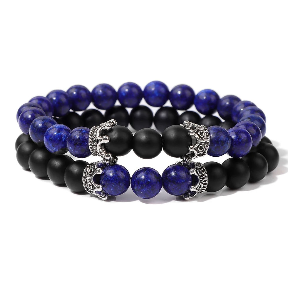 Miniatura: Fashion Natural Stone Beads Men Bracelet Multilayer Black Lava Onyx Beads Charm