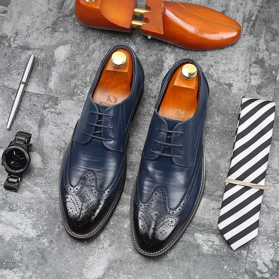 Miniaturbild: Handmade Oxfords Pointed Toe Office Men's Dress Shoes Wedding Party Carved Man