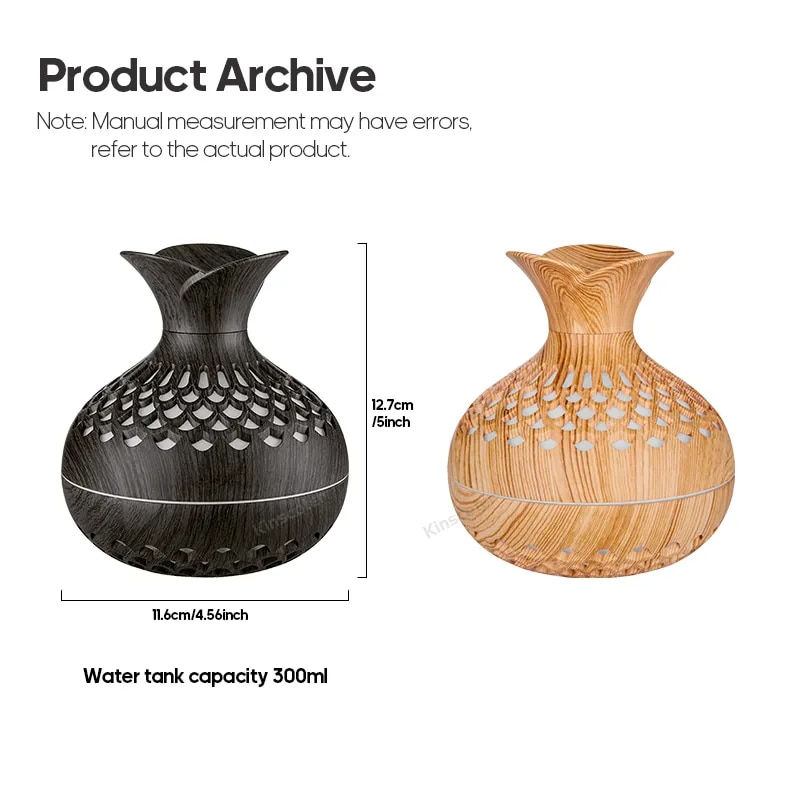 Thumbnail: Wood Grain Humidifier 300ml USB Aroma Diffuser Atomizer USB Household Humidifie