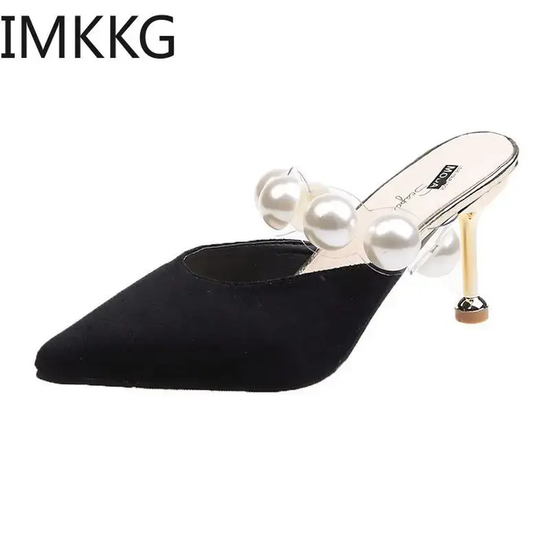 Miniatura: Pearl Black Sandals Women Summer Autumn Shoes Woman Thin Heels 2020 Womens Outd
