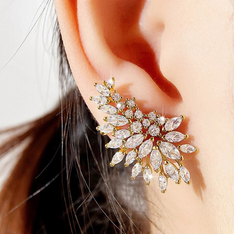 Huitan Gorgeous Women's Stud Earrings Full with Dazzling CZ Stone Sparkling Ear