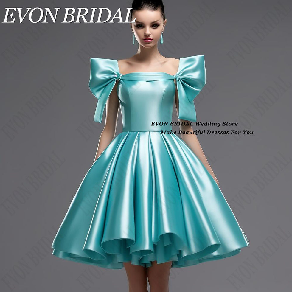 Thumbnail: EVON BRIDAL Lake Blue Satin Homecoming Dresses Teen 2024 A-Line Knee-Length Кок