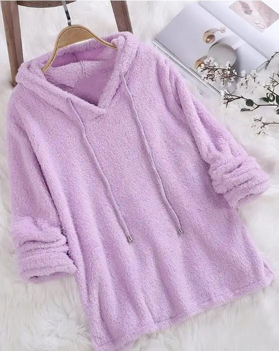 Thumbnail: Plus Size 5XL 2022 Autumn Winter Women Casual Solid Long Sleeve Sweatshirt Long