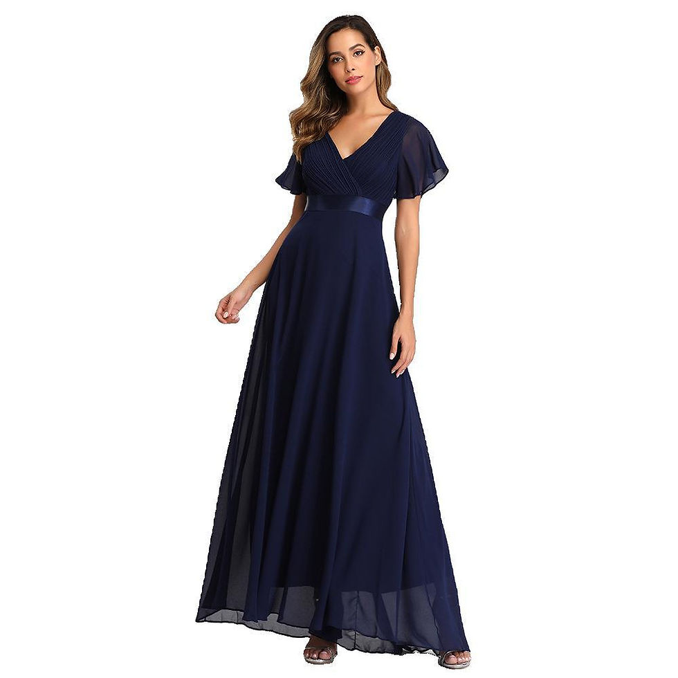 Miniatura: ICCLEK New Style Women V-Neck Chiffon Dress Wedding Evening Party Long Dress El