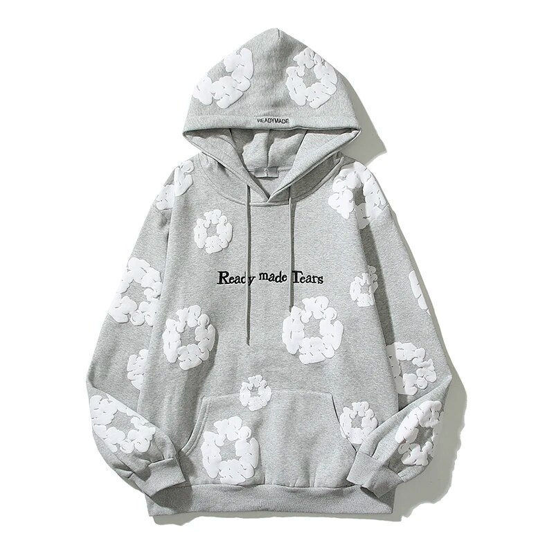 Thumbnail: Retro Foam Kapok Print Letter Embroidery Pullover Hoodies Men's and Women's Str