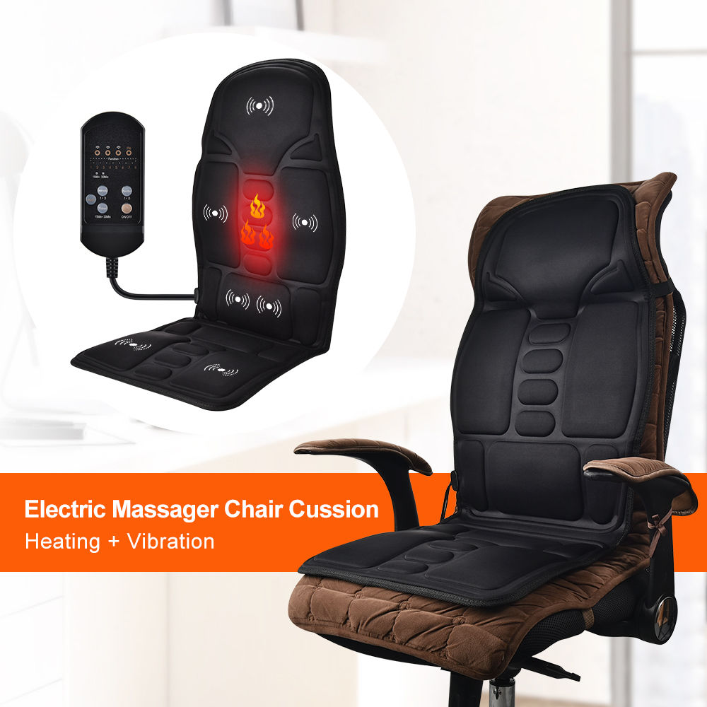 Electric Heating Vibrating Back Massager Portable Massaging Chair Cussion Seat