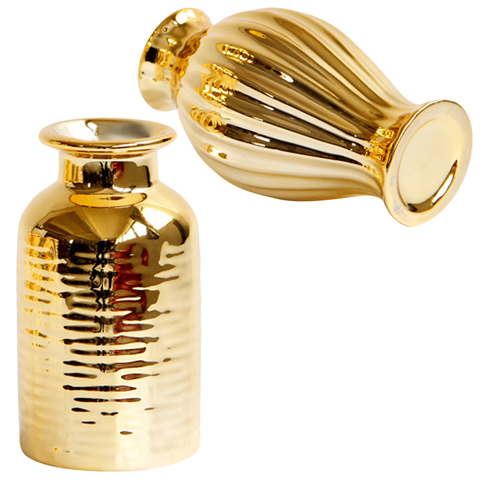 Thumbnail: 2 Pcs Floor Trim Small Golden Vase Window Flower Mini Vases Bulk Big Outdoor Eu