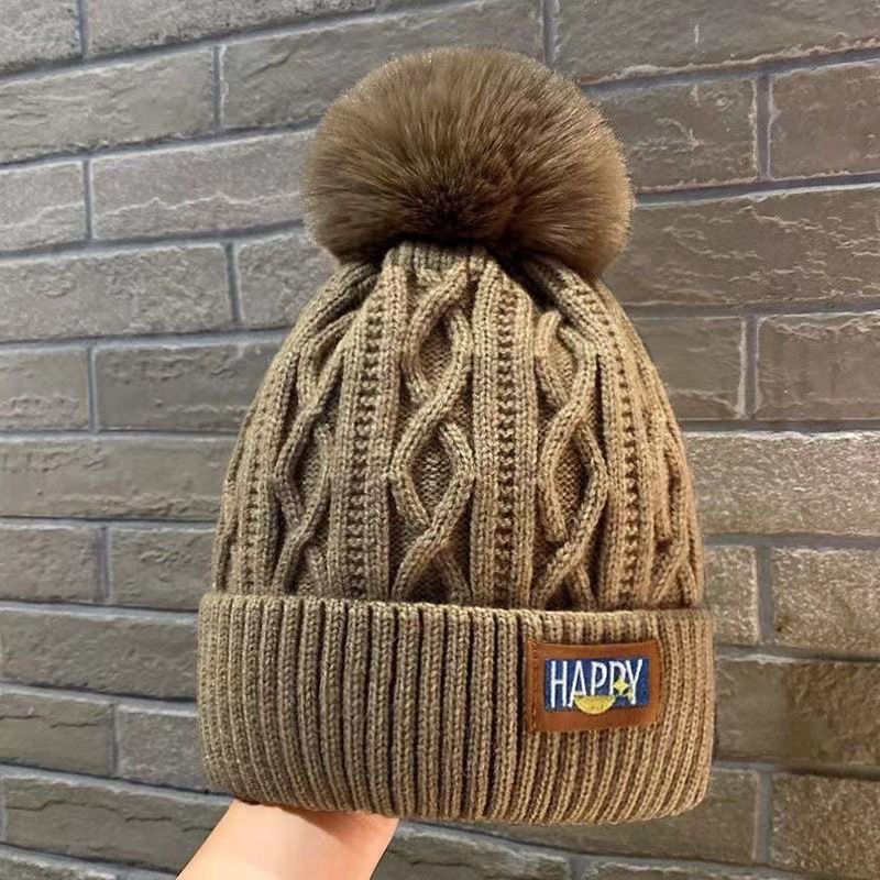Thumbnail: Winter Fleece-lined Woolen Thickened Warm Knitted Hat