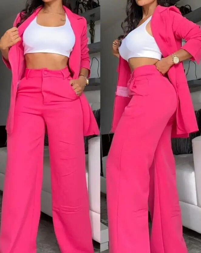 Thumbnail: Woman Elegant Blazer Sets New Autumn Fashion Women's Notched Collar Coat & Pock