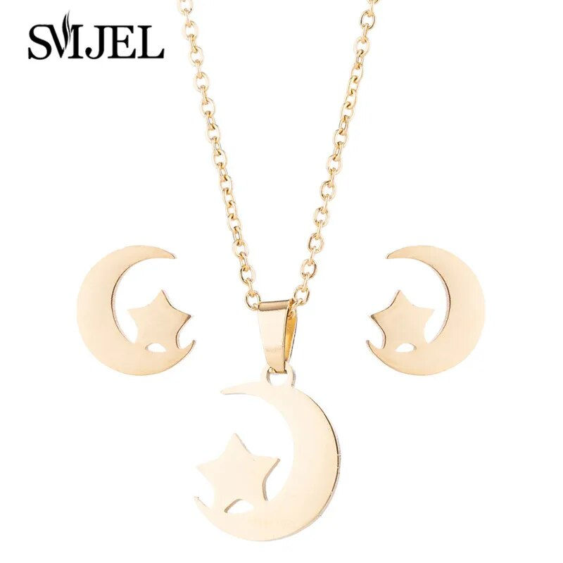 Thumbnail: Stainless Steel Necklace Set Ethnic Sun Totem Pendent Necklaces For Women Birth
